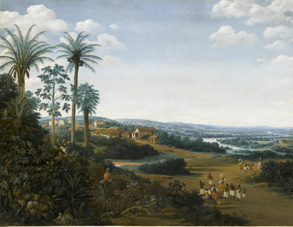 Frans-Post-La-demeure-dun-labrador-planteur-de-canne-a-sucre-dit-auparavant-Le-Village-de-Serinhaem-en-Pernambouc-1650-55-Musee-du-Louvre-e1631143284515